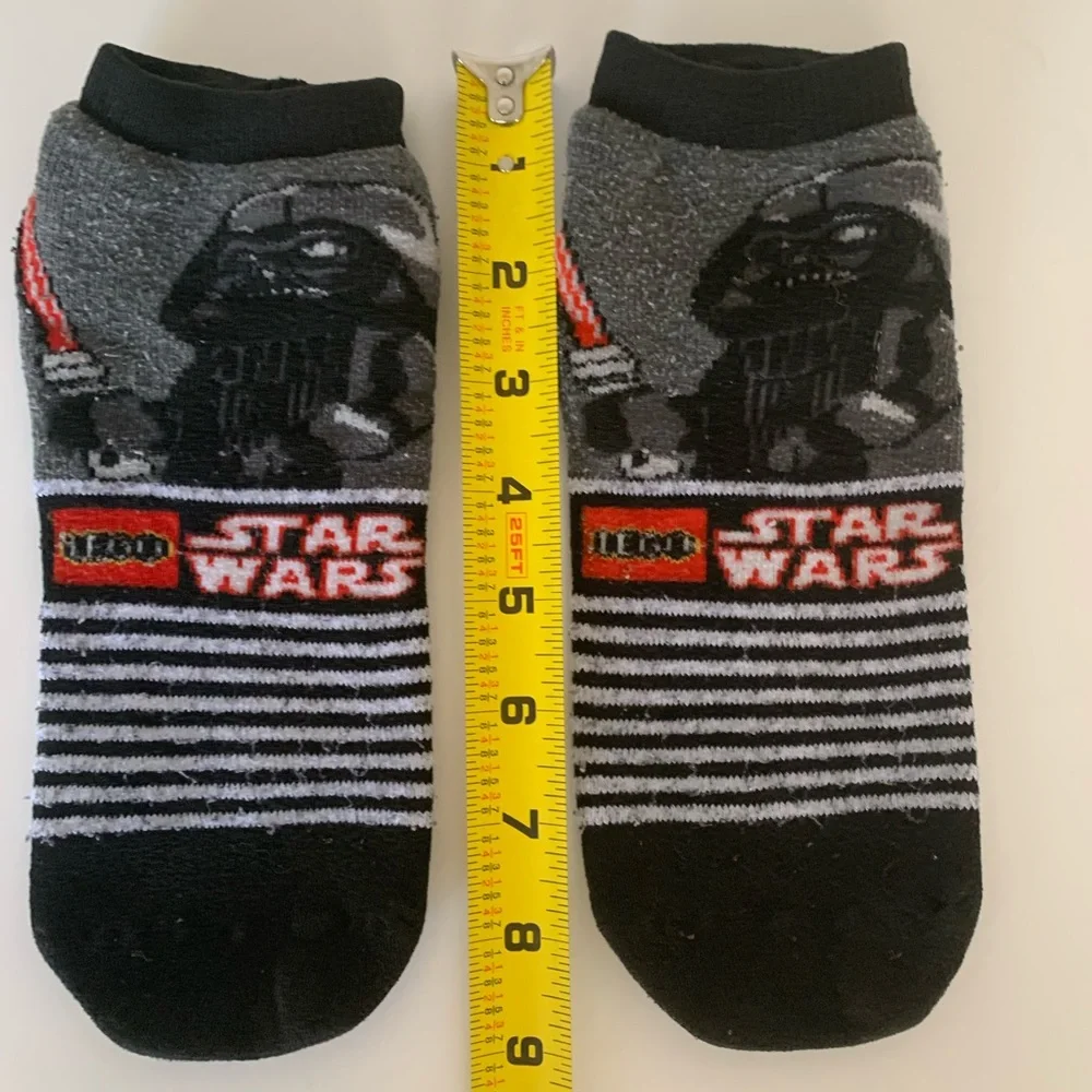 Lego Star Wars No Show Slipper Socks Darth Vader Black White Red